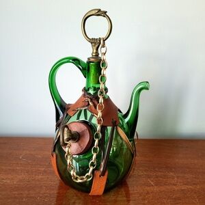 Vintage Wine Decanter With Brass Accents